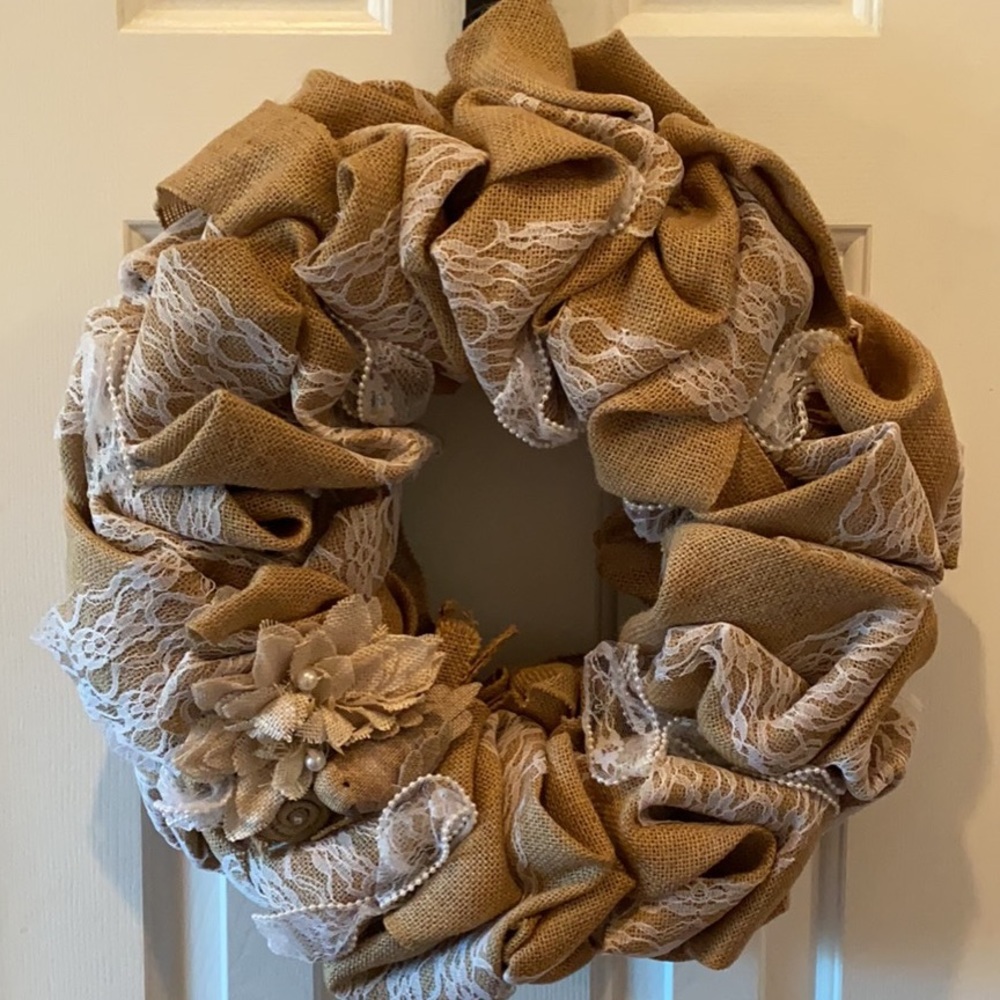 Burlap Bridal Wedding Wreath 🎩👰💒